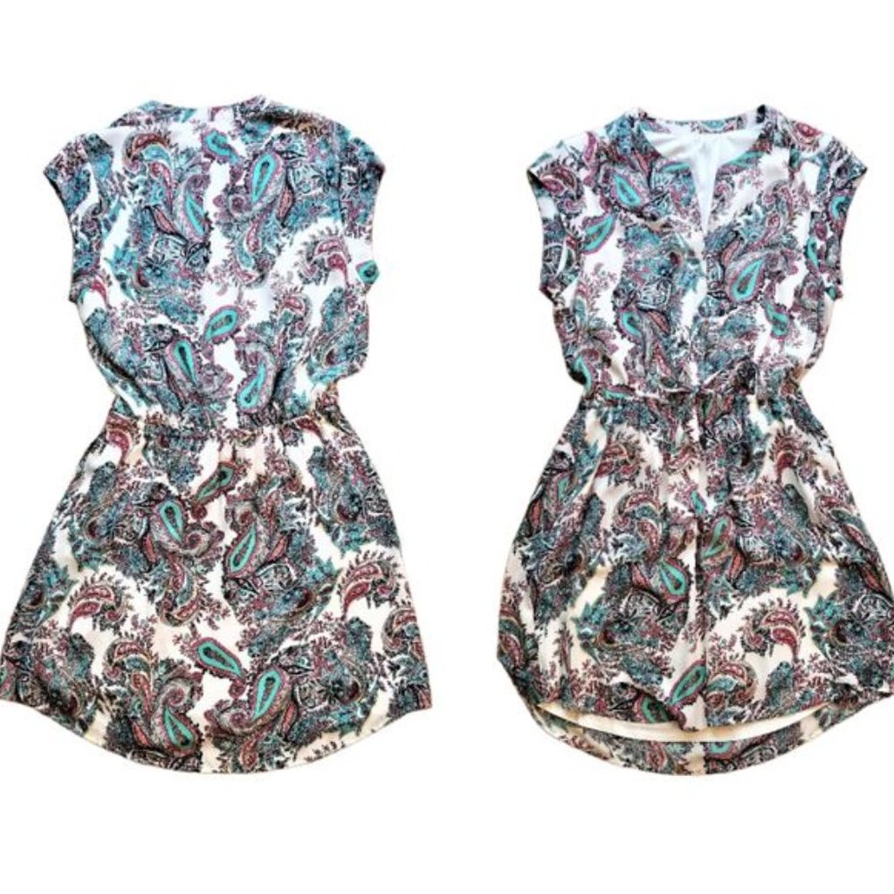 Daniel Rainn DR2 Teal Paisley split neck dress, size S